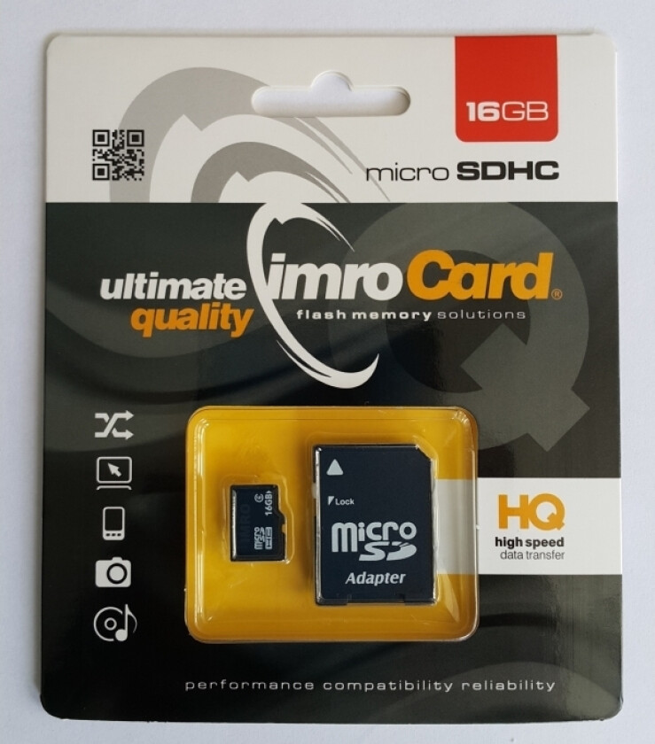 4/16Gb, 16 Gb, Microsdhc, Klasse 4, Svart