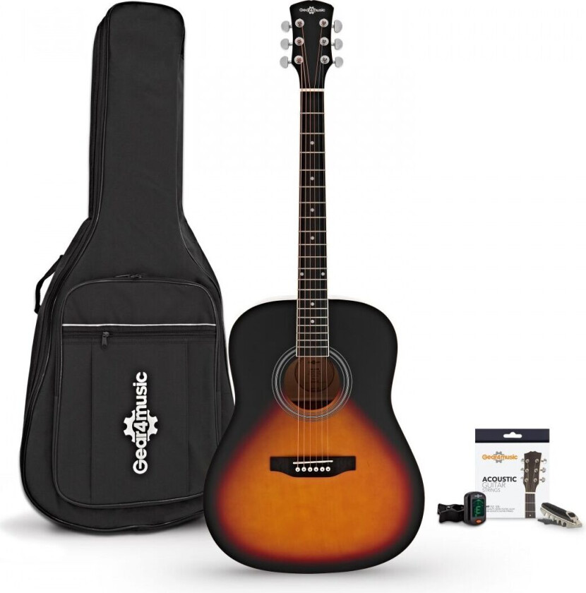 Dreadnought Acoustic Guitar & Accessory Pack by Gear4music Sunburst