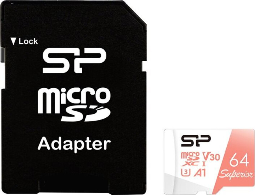 Superior - Flashminnekort (Microsdxc Til Sd-Adapter Inkludert) - 64 Gb - A1 / Video Class V30 / Uhs-I U3 / Class10 - Microsdxc Uhs-I