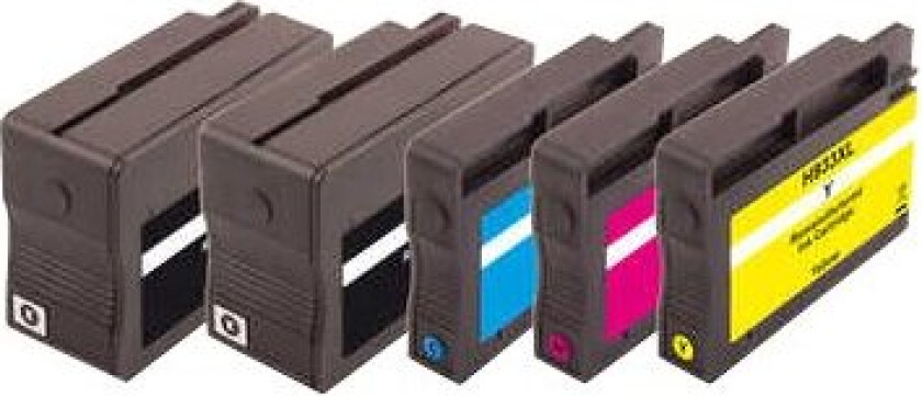 Combi-Pack Plus H932xl/H933xl - 5-Pack - Xl - Svart, Gul, Cyan, Magenta - Kompatibel - Gjenfabrikert - Blekkpatron (Alternativ For: Hp 932Xl, H