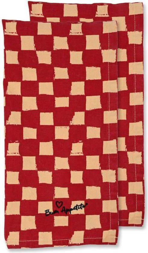 Love kjøkkenhåndkle 50x70 cm 2-pk Rød-sand