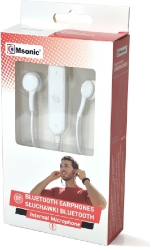 Mhs6w Hodetelefoner Med Mikrofon, Wireless Bt, Sporty Hvit