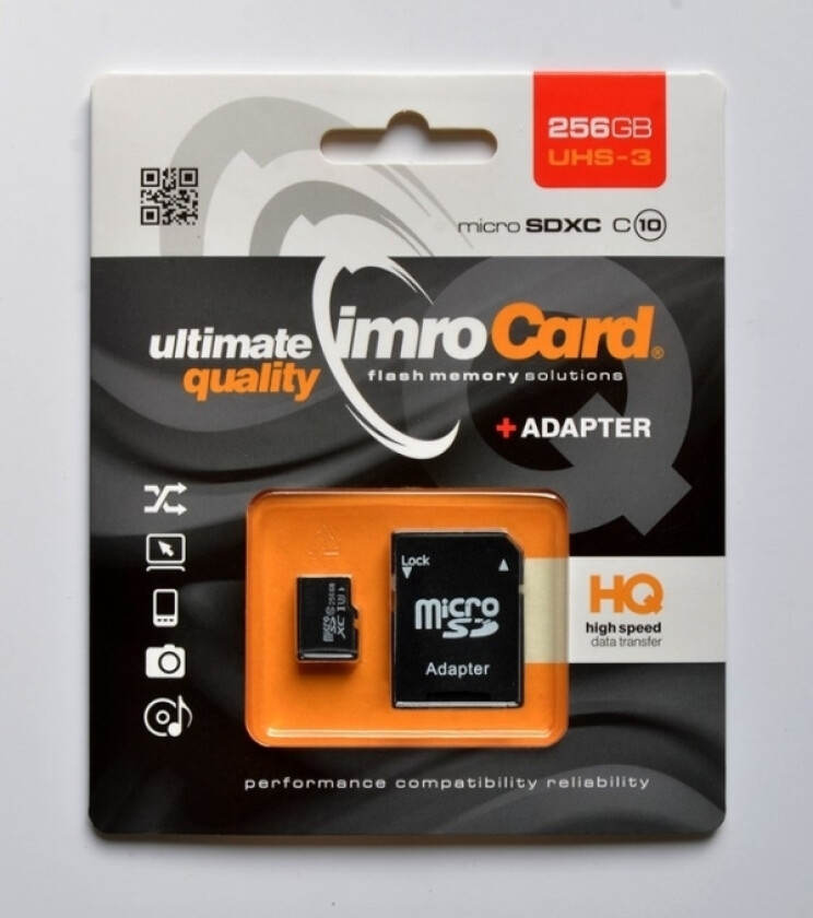 -Kort Microsdxc 256Gb  + Adp 10C Uhs-3 Minnekort