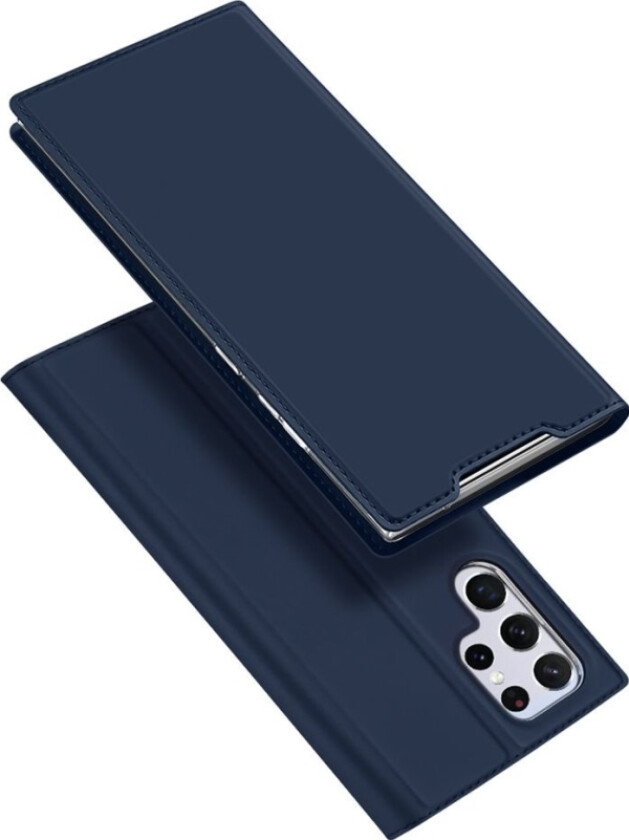 Skin Pro Hylsterveske Flip-Deksel Til Samsung Galaxy S22 Ultra Blue