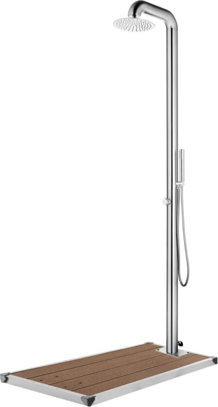 Hagedusj med brunt dusjbrett 230 cm rustfritt stål