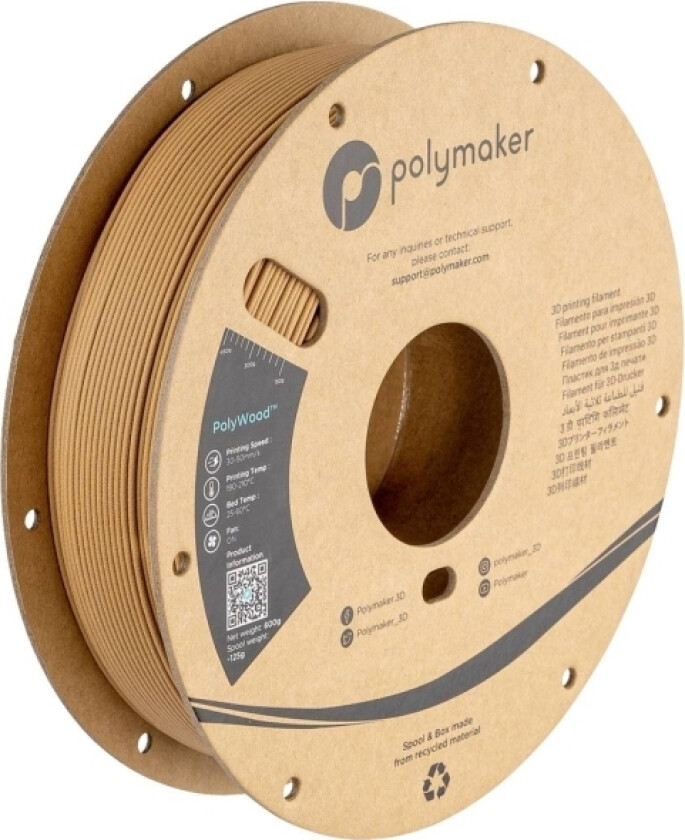Polymaker Pa08006 Wood Filament Pla-Plast Trælignende Optik, Mat 2.85 Mm 600 G Brun Polywood™ 1 Stk