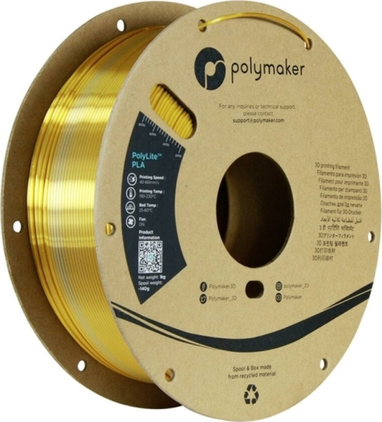 Polymaker Pa03027 Dual Silk Filament Pla-Silke Flerfarvet, Glinsende 1.75 Mm 1000 G Crown, Guld, Sølv Polylite™ 1 Stk