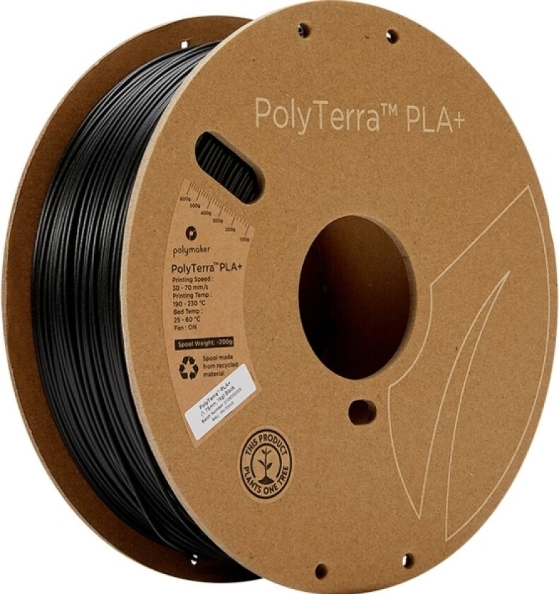 Polymaker Pm70945 Regular Filament Pla+ Med Lavere Kunststofindhold, Høj Grad Af Stivhed 1.75 Mm 1000 G Sort Polyterra™ 1 Stk