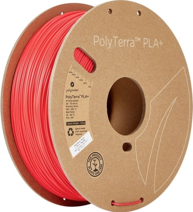 Polymaker Pm70977 Regular Filament Pla+ Med Lavere Kunststofindhold, Høj Grad Af Stivhed 1.75 Mm 1000 G Rød Polyterra™ 1 Stk