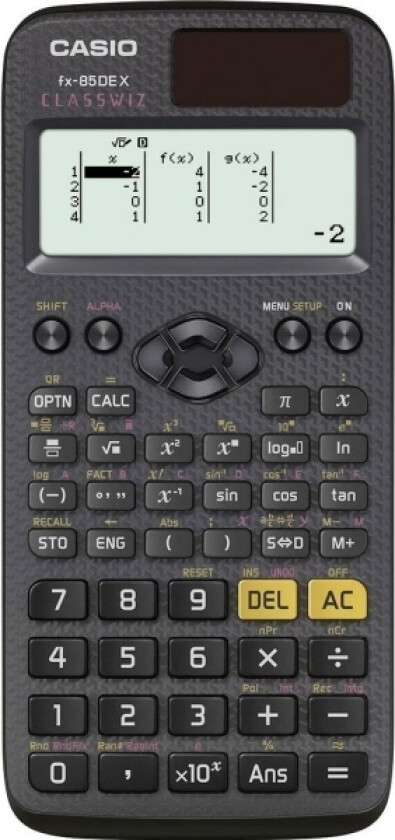 Fx-85De X Classwiz, Lomme, Vitenskaplig, 12 Sifre, 17 Linjer, Batteri/Solcelle, Svart