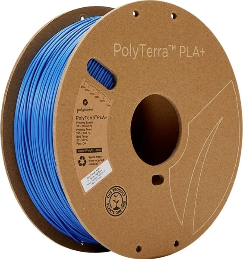 Polymaker Pm70949 Regular Filament Pla+ Med Lavere Kunststofindhold, Høj Grad Af Stivhed 1.75 Mm 1000 G Blå Polyterra™ 1 Stk