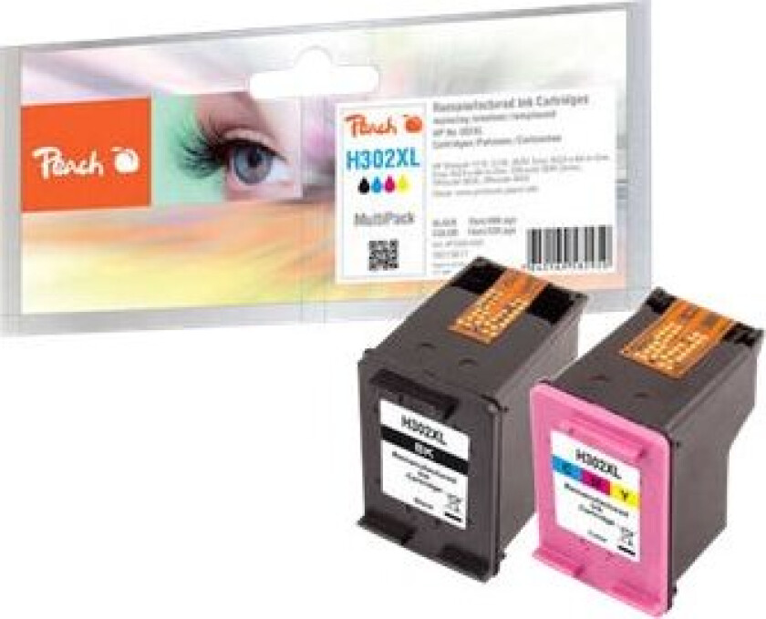 Multi Pack - 2-Pack - Svart, Farge (Cyan, Magenta, Gul) - Kompatibel - Blekkpatron (Alternativ For: Hp 302Xl) - For Hp Deskjet 1110, 21Xx, 36Xx