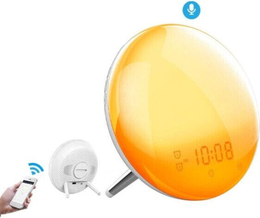 WiFi Smart Wake Up Light Vekkerklokke Trådløs fjernkontroll