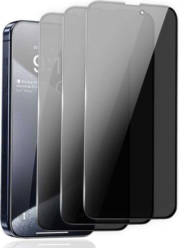 3-Pack iPhone 15 Pro Max Privacy Skjermbeskytter Full dekning HD herdet glass