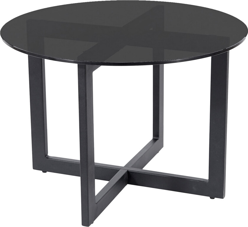 Almeris Sofabord 60 cm Rundt - Røykfarget Glass/Svart