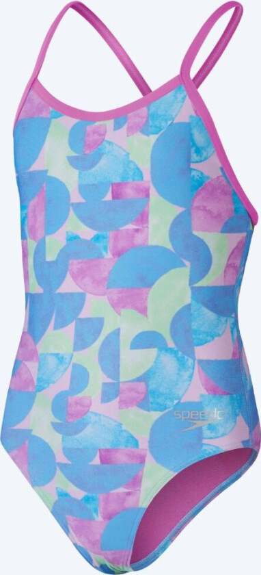 badedrakt til jenter - Allover Digital V-Back - Blå/rosa - Badedrakter for jenter - Sport/strand