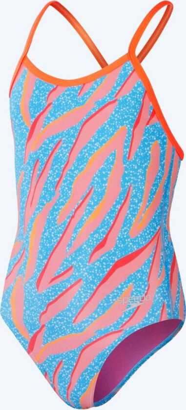 badedrakt til jenter - Allover Digital V-Back - Blå/oransje - Badedrakter for jenter - Sport/strand