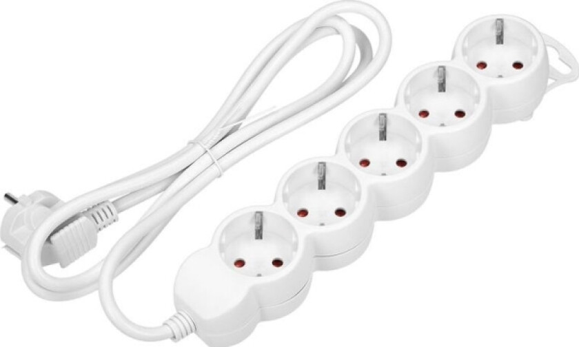 Orno 5-Veis Skjøteledning 2P+Z (Schuko), 3M H05vv-F 3X1,0Mm2, Imax=10A, Hvit Orae13149(Gs)/W/3M