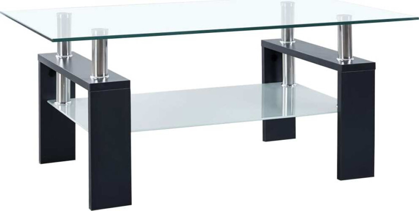 Salongbord svart og gjennomsiktig 95x55x40 cm herdet glass