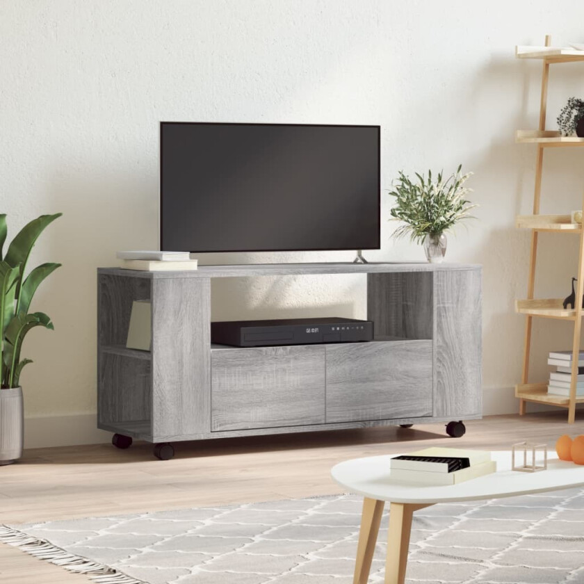 TV-benk grå sonoma 102x34,5x43 cm konstruert tre