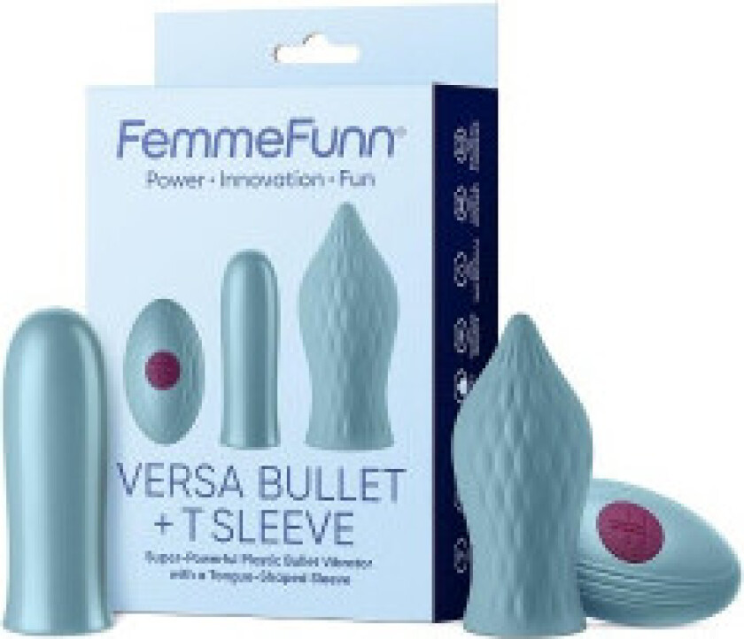FemmeFunn Versa Bullet With T Sleeve vibrator with Light Blue cover