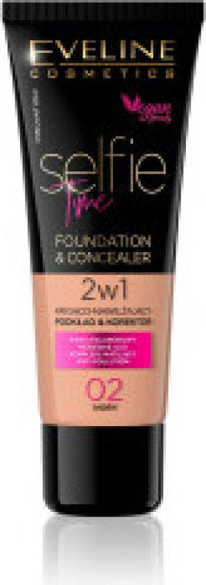 Selfie Time Foundation & Concealer covering and moisturizing deck and concealer 02 Ivory 30ml