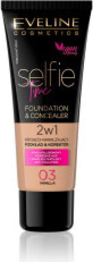 Selfie Time Foundation & Concealer covering and moisturizing deck and concealer 03 Vanilla 30ml
