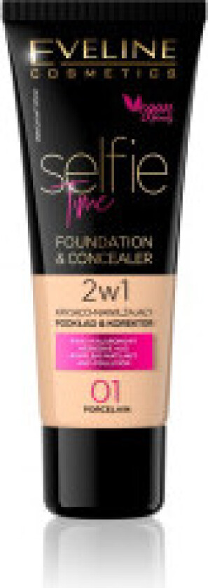 Selfie Time Foundation & Concealer covering and moisturizing deck and concealer 01 Porcelain 30ml