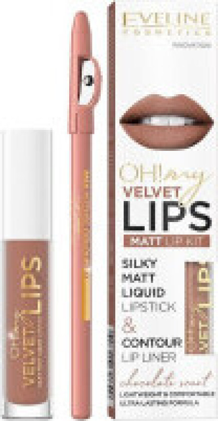 Oh! My Velvet Lips Liquid Matt Lip Kit set: matte liquid lipstick 4.5ml + lip liner 1pcs 14 Choco Truffle
