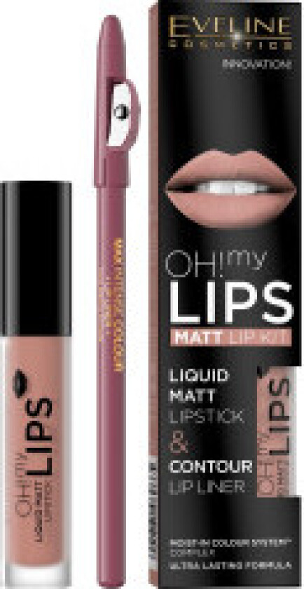 Oh My Lips lip makeup set matte liquid lipstick and lip liner 08 Lovely Rose