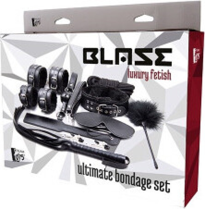DREAM TOYS SET Blaze Ultimate Bondage Set handcuffs x2 + mask + whip + whip + feather + collar with leash + gag + nipple clamps