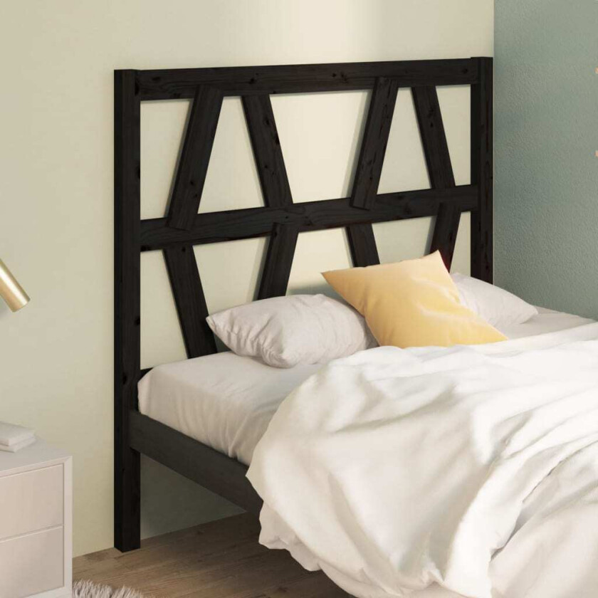 Sengegavl svart 81x4x100 cm heltre furu