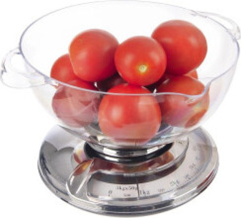 Mekanisk kjøkkenvekt med avtagbar skål og klar vekt