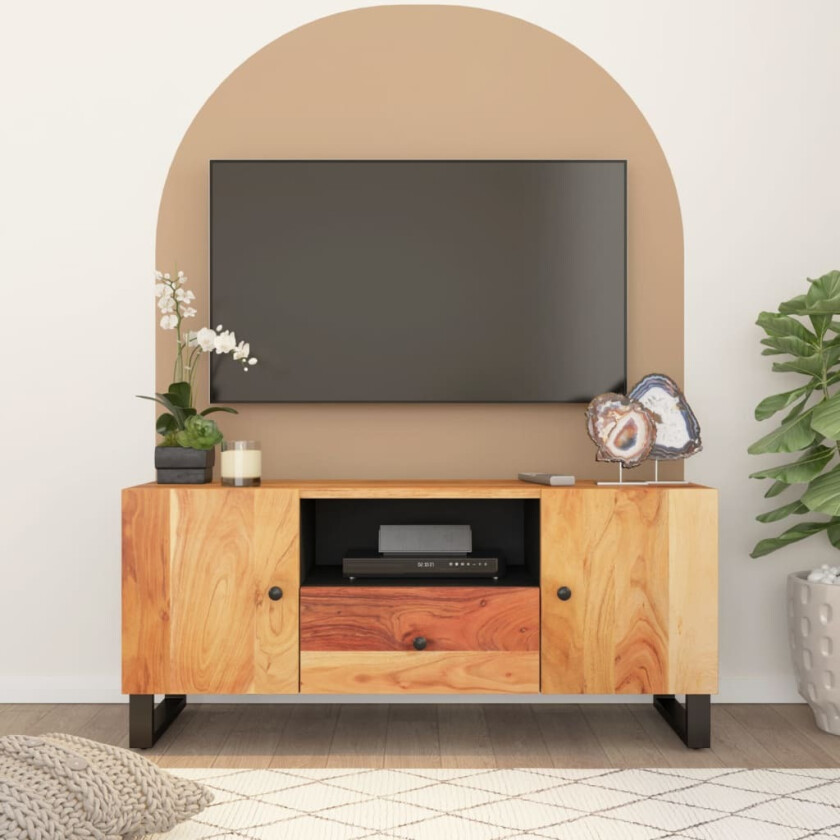 TV-benk 105x33,5x46 cm heltre akasie og konstruert tre
