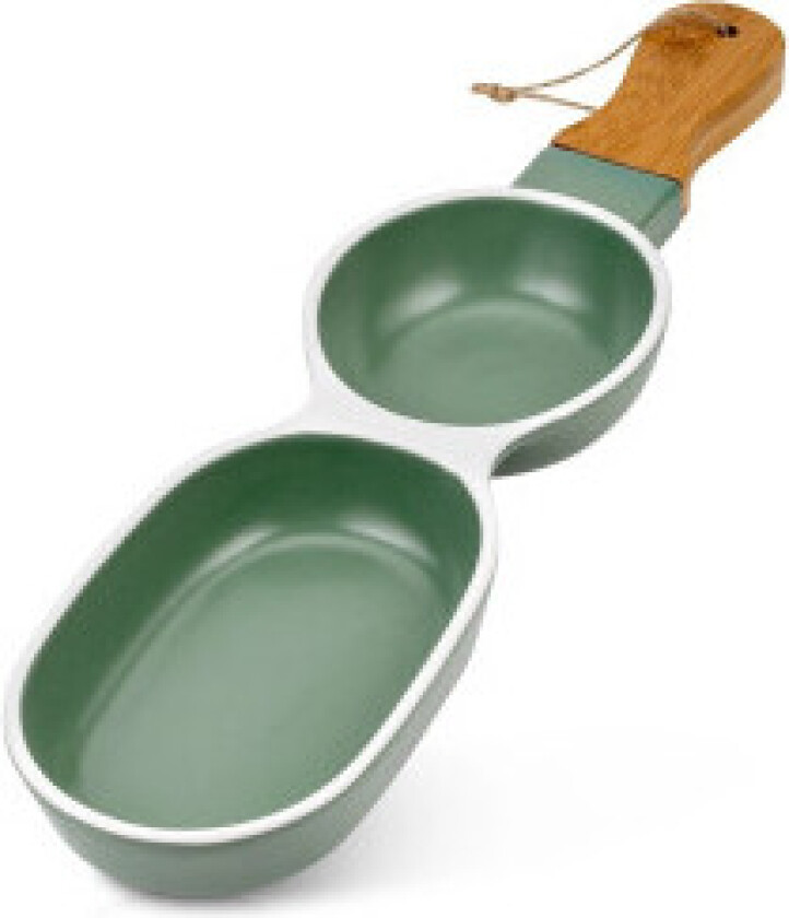 Praktisk serveringsfat med håndtak for snacks