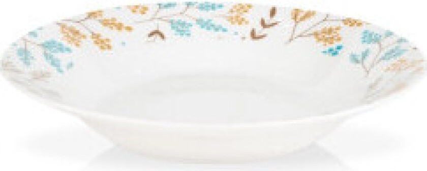 Dyp tallerken i porselen med plantemotiv, 700 ml