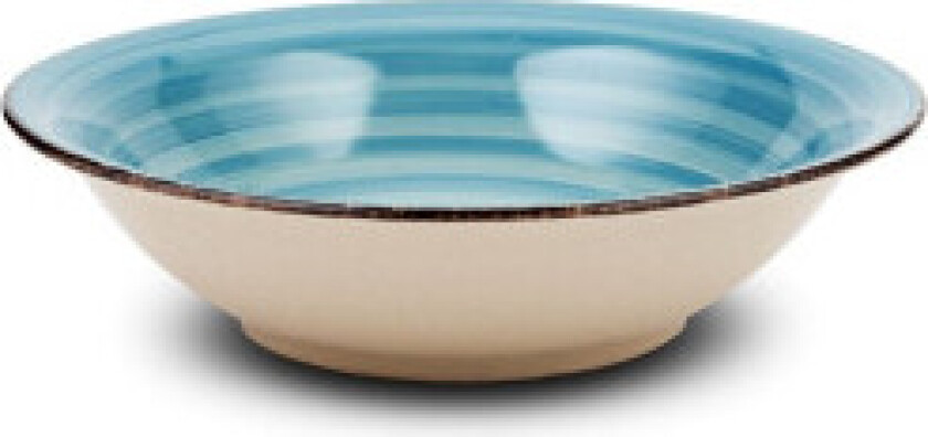 Allsidig dyp tallerken i blå-beige keramikk, 22 cm