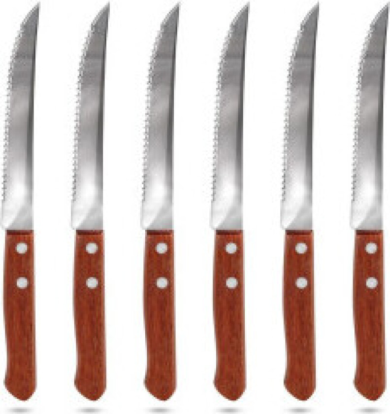 Biffkniver for grill, pizza og burgere - Sett med 6 kniver