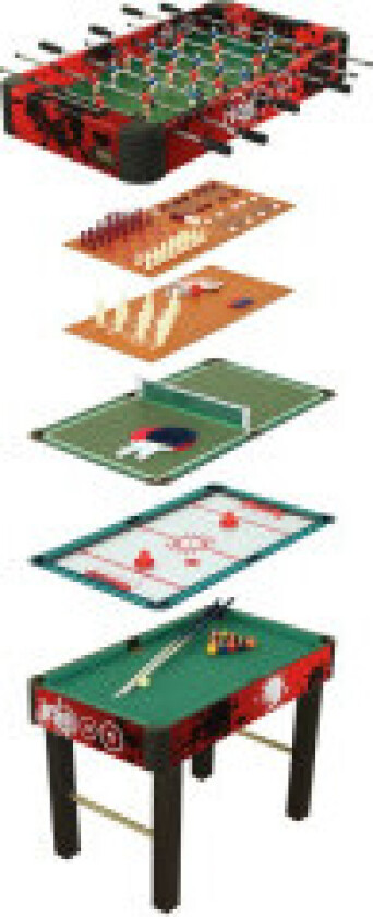 Multifunksjonelt spillebord med fotball, biljard og mer