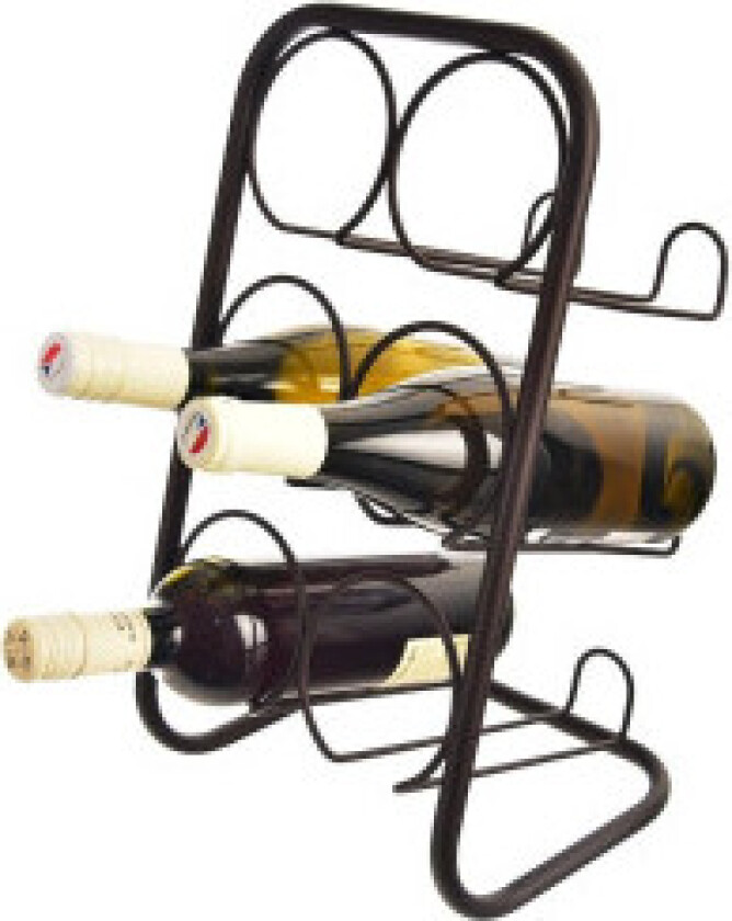 Praktisk og dekorativ vinstativ for seks flasker