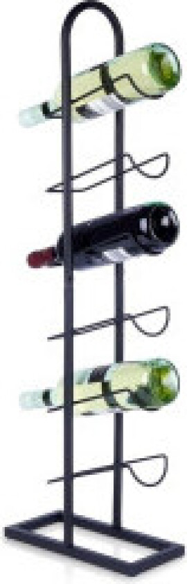 Metallisk svart vinstativ - 6 flasker, 27x13x84,5 cm