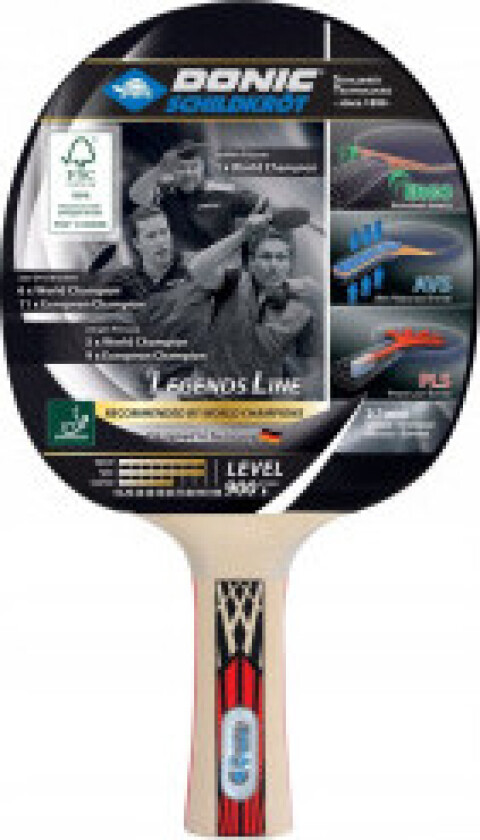 Avansert bordtennisracket med ergonomisk håndtak og AVS