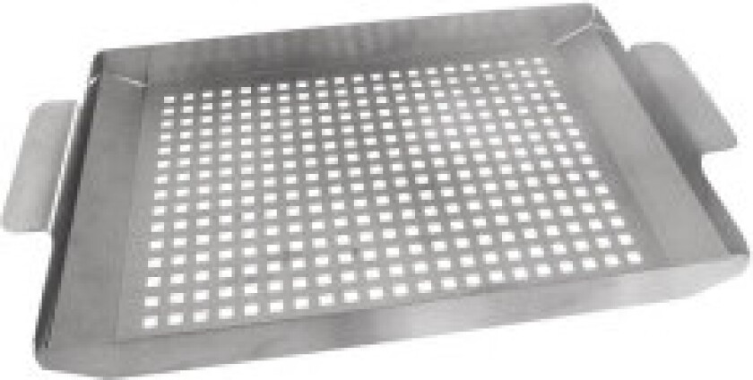 Perforert grillplate i rustfritt stål 38,7x22,5 cm