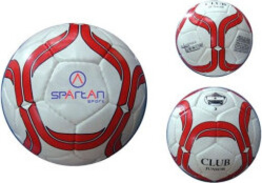 Fotball Junior - størrelse 4, syntetisk skinn, hvit/rød-svart