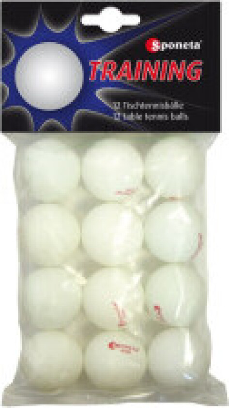 Tolv hvite bordtennisballer 40 mm - Perfekt for trening