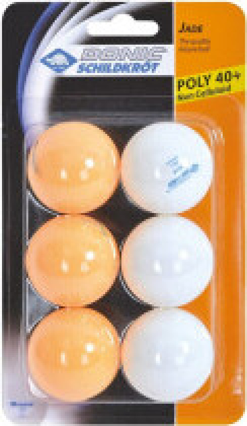 Bordtennisballer 40mm, 6-pakning, hvit/oransje, treningsspill