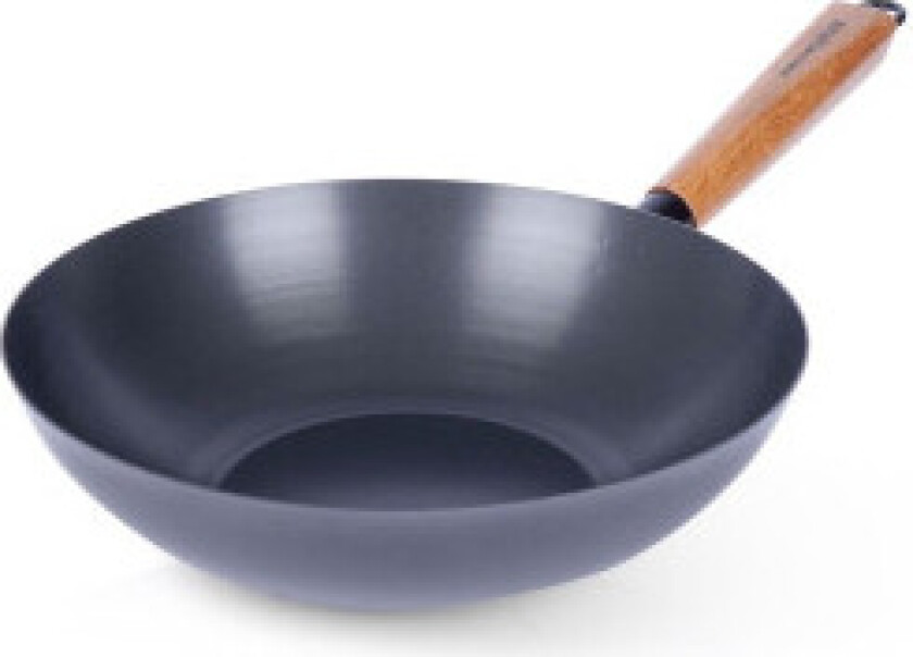 Dyp kinesisk wok i karbonstål med non-stick overflate