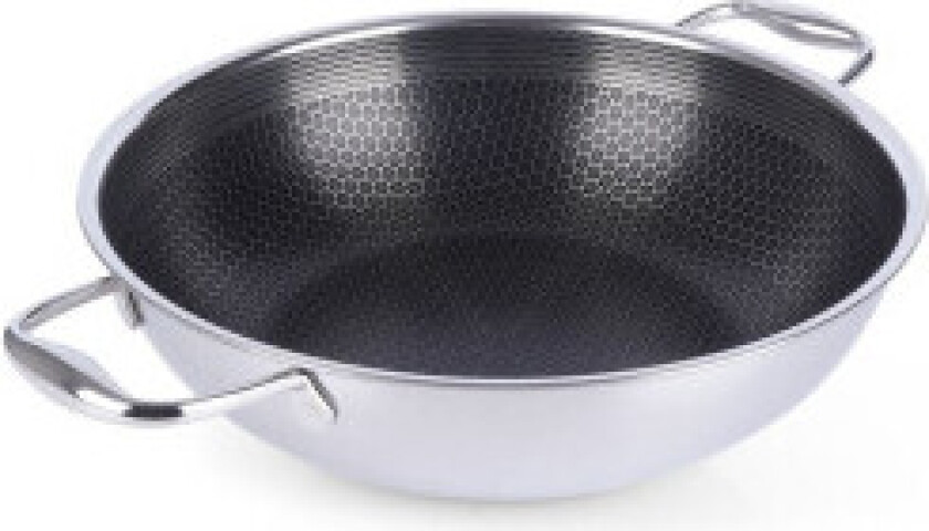 Premium non-stick wok 28 cm i rustfritt stål