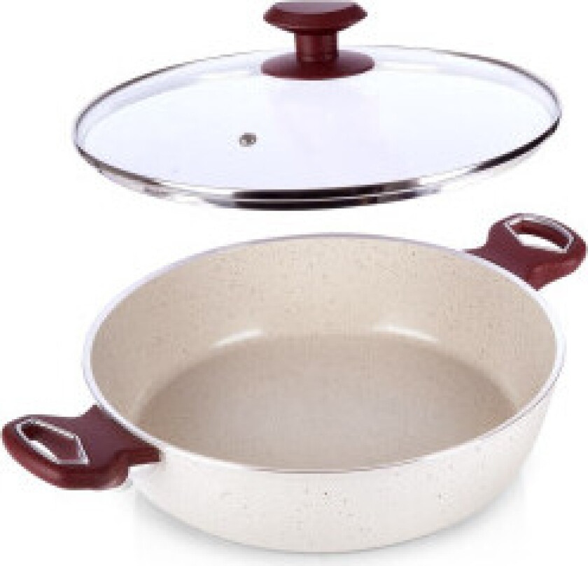Granitt stekepanne 28 cm med glasslokk, Non-stick, Energisparende