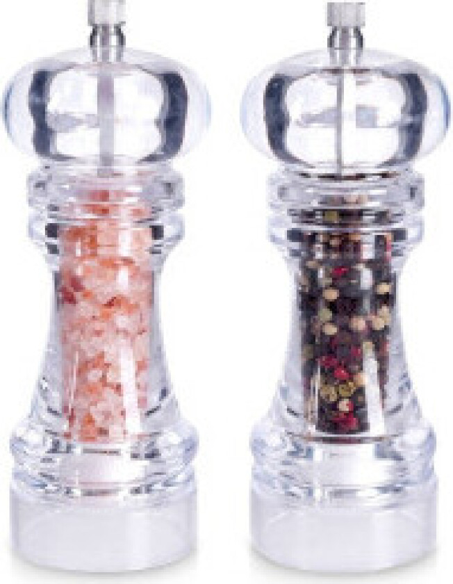 Akrylsett for salt- og pepperkvern, 2-pakning, manuell og funksjonell